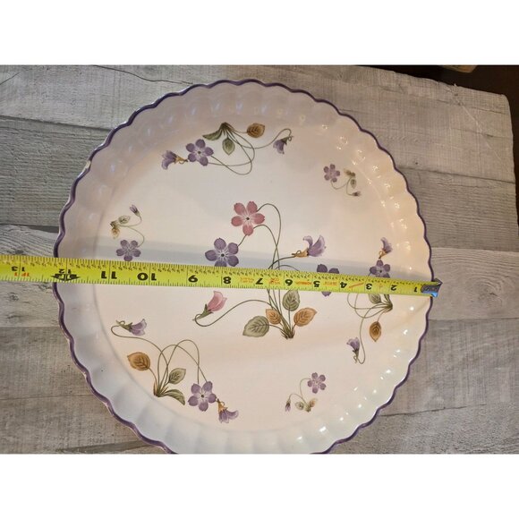 Andrea Sadek Violet Romance Floral Ceramic Cake Dish & Server Set - Picture 5 of 7